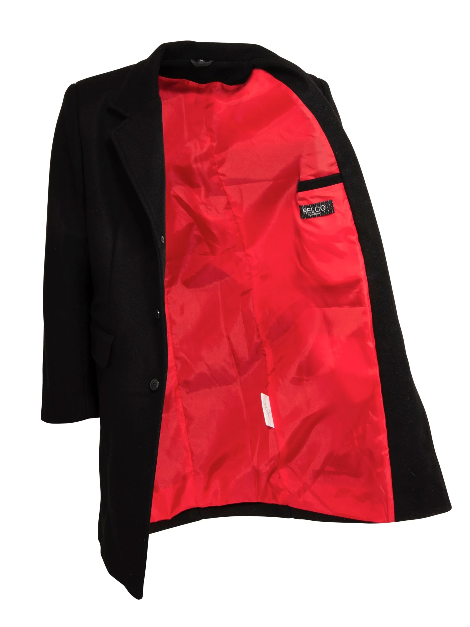 Mens Overcoat In Wool - Black - Image 4