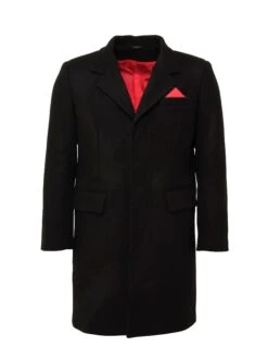 Mens Overcoat In Wool - Black