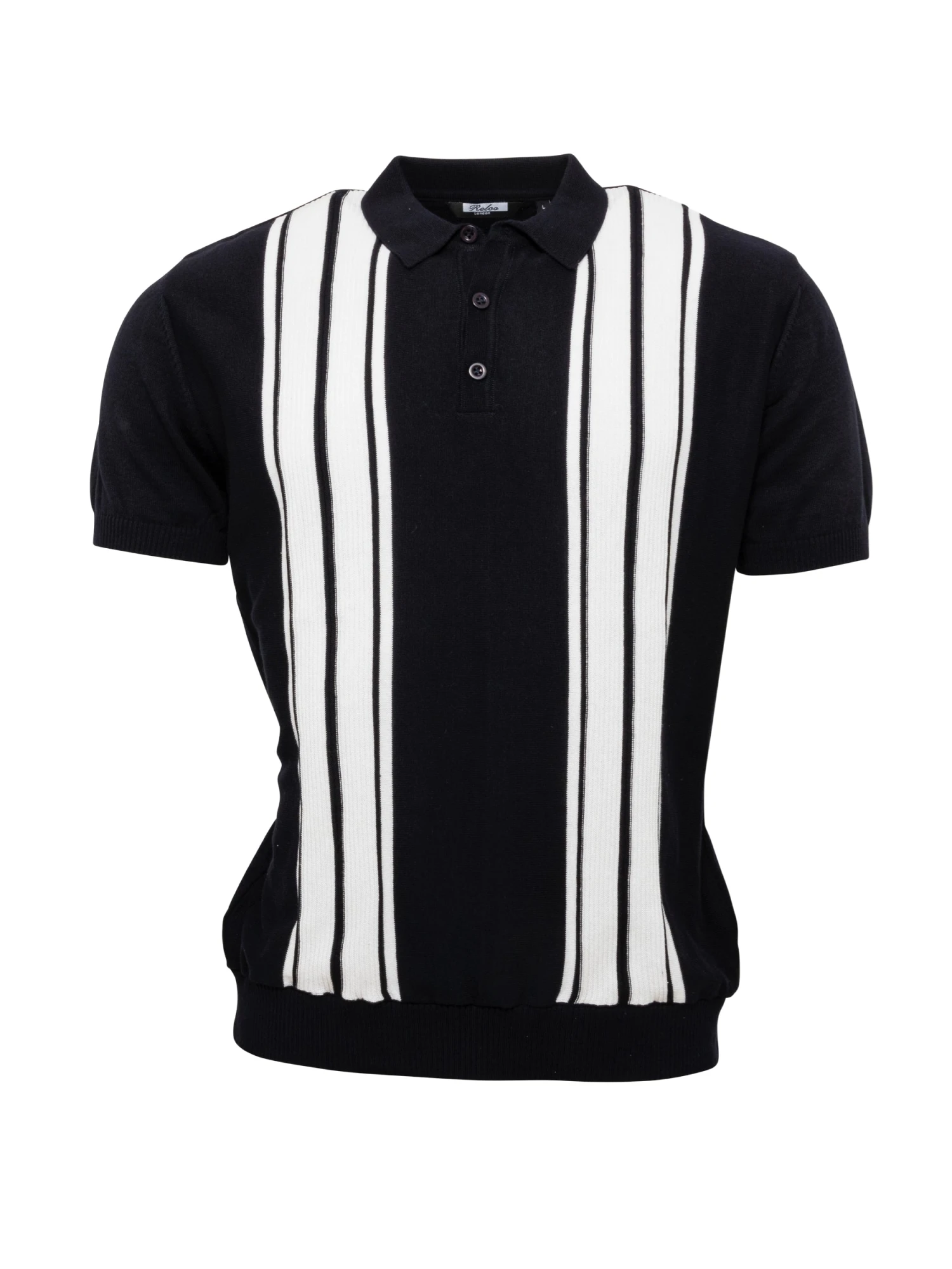 Mens Knitted Polo - Navy/White