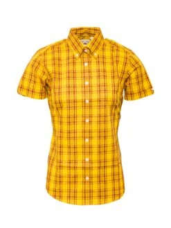 Ladies Mustard & Burgundy Shirt - LSS 47