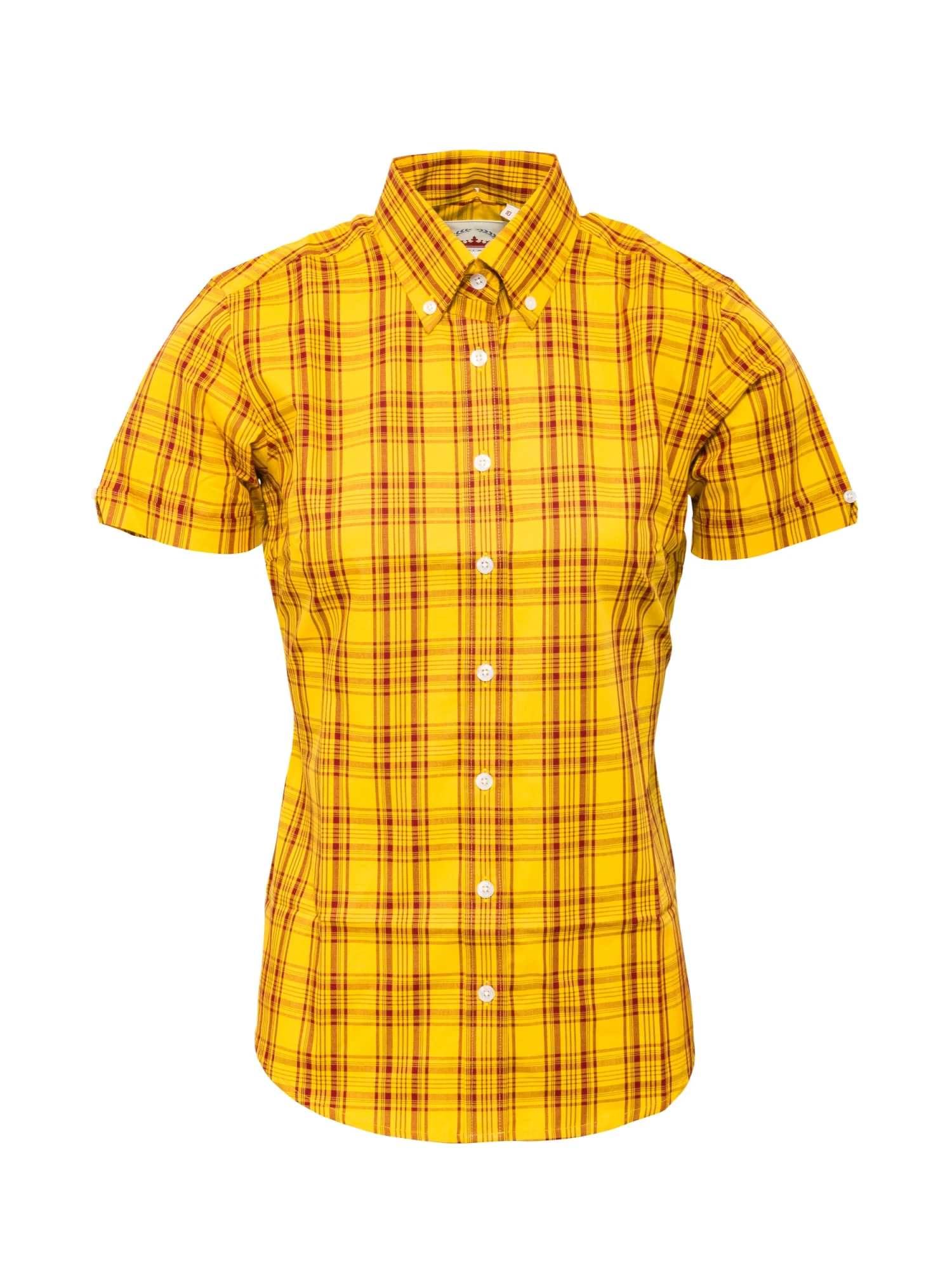 Ladies Mustard & Burgundy Shirt - LSS 47