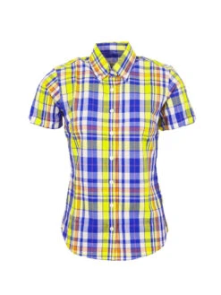 Ladies Yellow & Blue Check Shirt - LSS 60