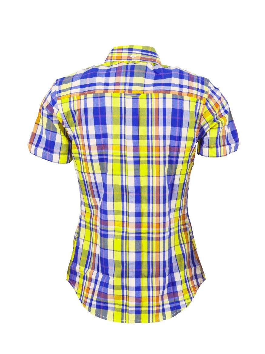Ladies Yellow & Blue Check Shirt - LSS 60 - Image 2