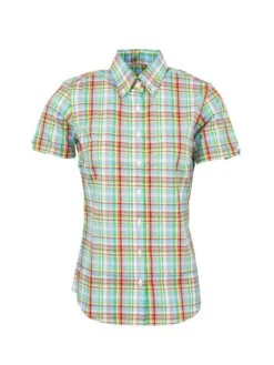 Ladies Turquoise Check Shirt - LSS 58