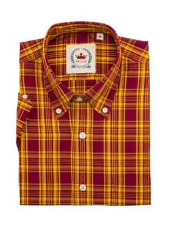 Burgundy & Mustard Check Shirt- CK-51 - UP TO 5XL