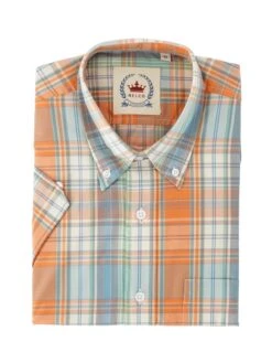 Men's Orange & Blue Check Shirt - CK 68