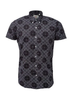 Men's Short Sleeve Black Patterned Shirt - S/S PS 16