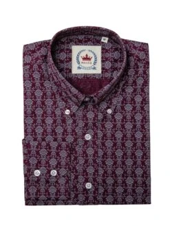Men's Burgundy Floral Shirt - Floral 18