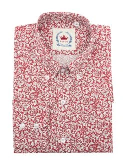 Men's Burgundy & White Patterned Shirt - PS 22