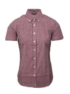 Ladies Gingham Shirt - Burgundy