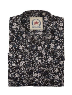 Men's Black & White Floral Shirt - FLORAL-19