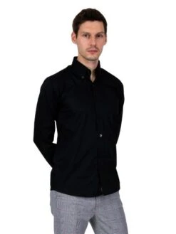 Mens Long Sleeve Oxford Shirt - Black
