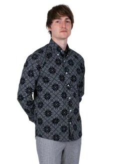 Men's Black Patterened Shirt- PS 16