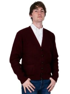 Waffle Knit Cardigan - Burgundy