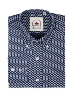 Men's Navy Diamond Pattern Shirt - LR-2