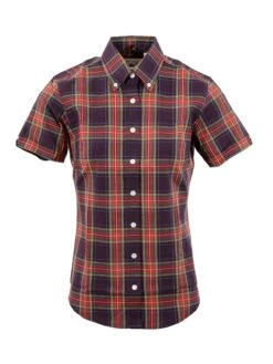 Ladies Navy Check Shirt - LSS 64