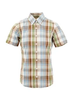 Ladies Sky, Green & Brown Check Shirt - LSS 70