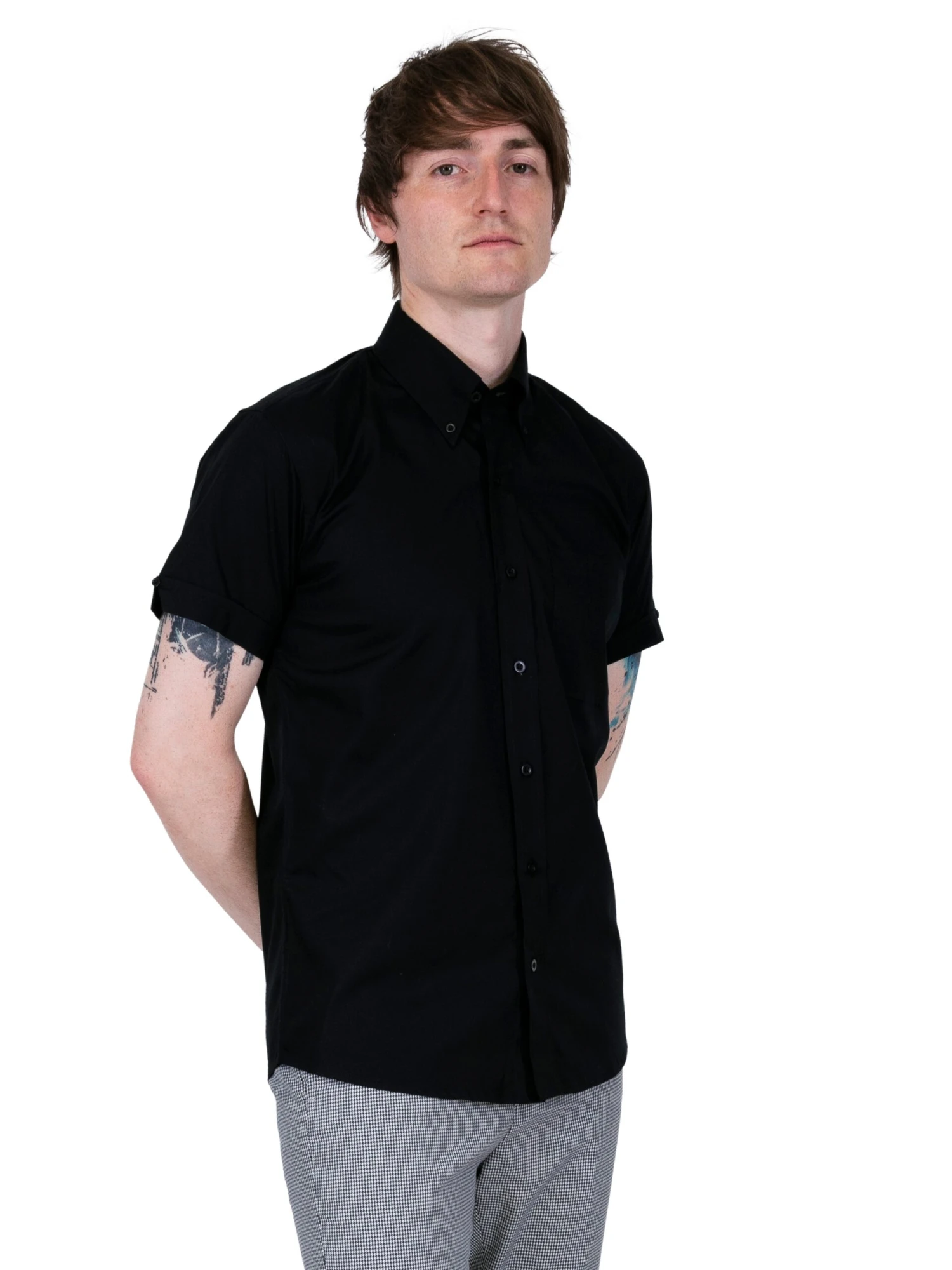 Vintage Shirt - Oxford Weave Classic - BLACK - Up To 5XL