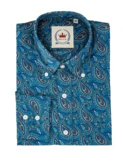 Men's Blue Paisley Shirt - PS-27