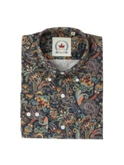 Men's Navy Colourful Paisley Shirt - PS-36