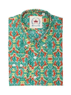 Men's Green With Red Patterned Shirt - RSL-20