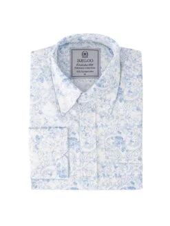 Platinum Shirt - White & Blue Floral Print - RSW-618